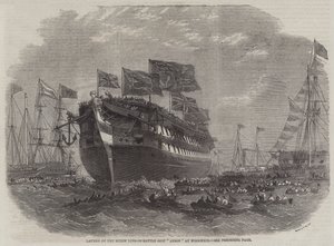 Lancering af Screw Line-of-Battle-skibet Anson ved Woolwich